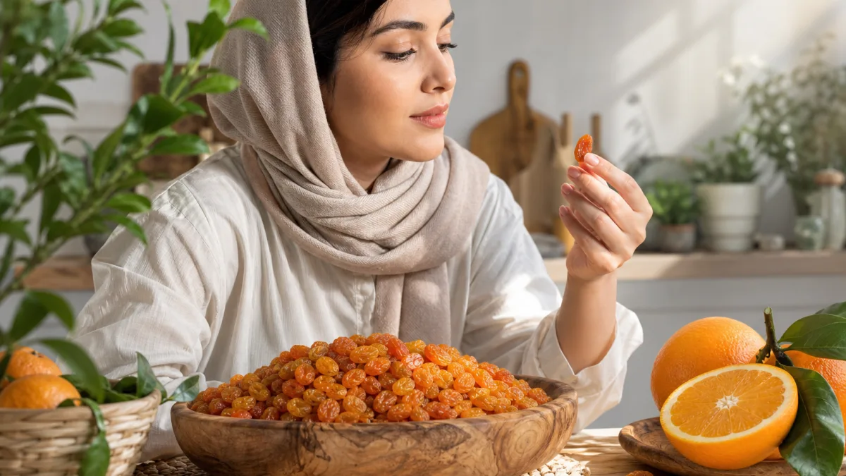 مویز پرتقالی بافت رنگ و ماندگاری